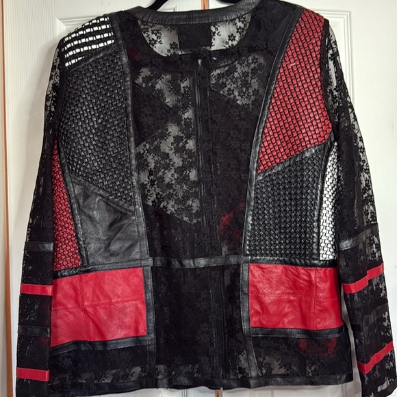Vintage Stillman Studio leather and lace patchwork jacket Size 2x - Picture 5 of 9